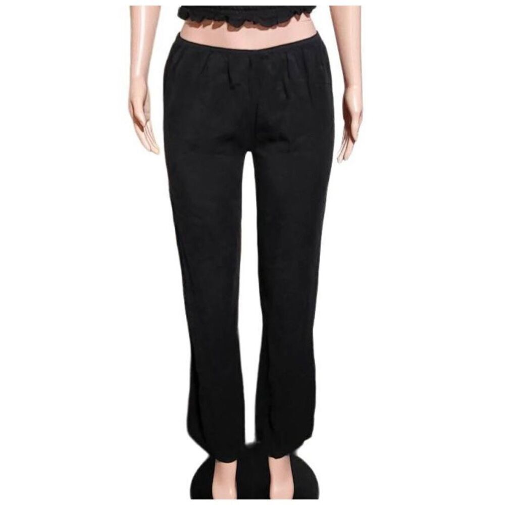 Pulp black tencel pull-on elastic waist pants M